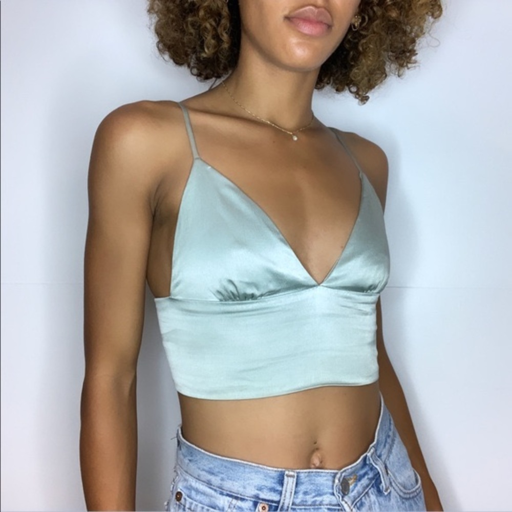 Silk Green Crop Zara Halter